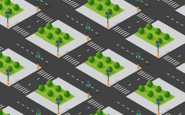 Trafik ışıklarının trafik akışını düzenlediği ve yeşil alanların doğal bir dokunuş sağladığı kentin kesişme noktaları.