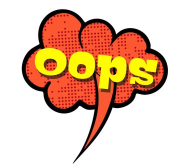 Beyaz arka planda, esprili hatalar için düşünce kabarcığı ve özür