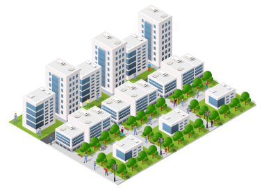 Hareketli, modern bir şehirde. İnsanlar yoğun kaldırımlarda yürürken gökdelenler gökyüzüne hakim oluyor.