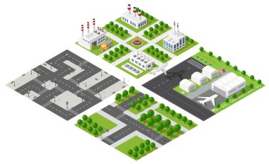 Isometric 3d illüstrasyon parkı ağaçları orman doğa doğa doğa doğa doğa doğa tasarımı için beyaz arka plan. Vektör izole edildi. Bir şehir haritası, oyunlar ve kasaban için