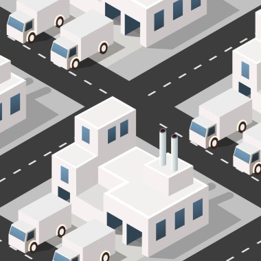 Isometric 3D şehir modülü endüstriyel şehir fabrikası