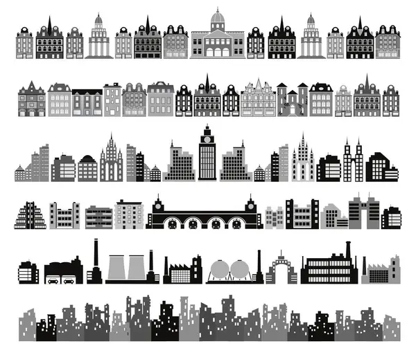 Eski evlerden modern gökdelenlere ve endüstriyel fabrikalara kadar çeşitli şehir manzaraları oluşturuyorlar.