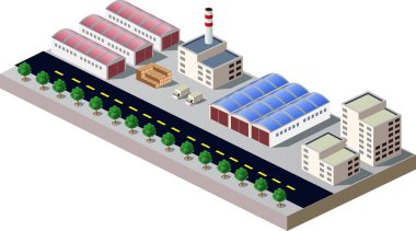 illüstrasyon kentsel ve endüstriyel binalar unsurları ile