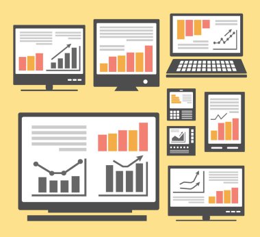 Küme farklı bilgisayarlar ve monitörler görüntüleri