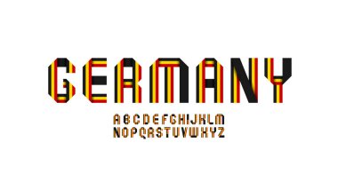 Alman usulü yazı tipi alfabesi, renkli kağıt kurdelelerden katlanmış harfler, vektör illüstrasyonu 10EPS