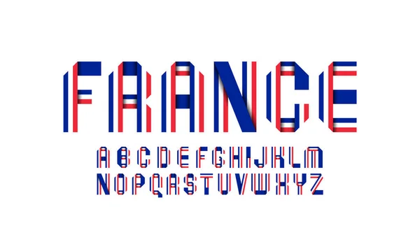 Schriftalphabet Französischen Stil Buchstaben Aus Farbigen Papierbändern Gefaltet Vektorillustration 10Eps — Stockvektor