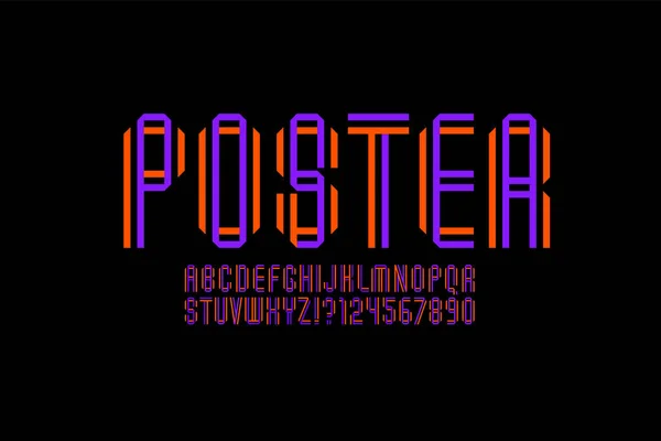 Lettertype Alfabet Uit Dual Line Minimale Technologie Stijl Letters Nummers — Stockvector