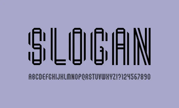 Lettertype Alfabet Uit Dubbele Zwarte Lijn Letters Cijfers Gemaakt Twee — Stockvector