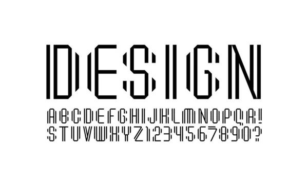 ダブルライン 最小限の技術スタイルの文字と並列リボンで作られた数字 ベクトル図10Epsからの技術フォントのアルファベット — ストックベクタ
