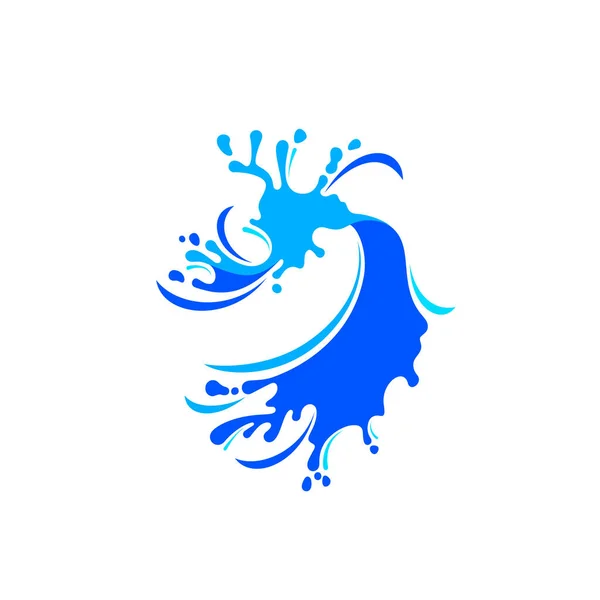 Watergolf Voor Logo Aqua Splash Blauw Symbool Merk Vloeistof Teken — Stockvector