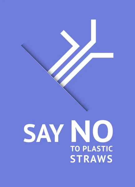 Dites Non Aux Pailles Plastique Affiches Écologiques Tendance Imprimer Illustration — Image vectorielle