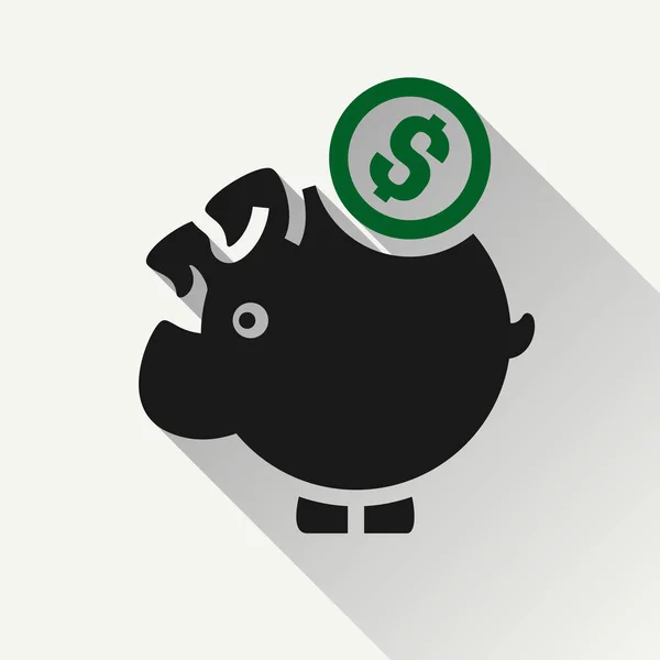 Piggy Bank Ikon Dengan Tanda Dolar Simbol Mata Uang Dibuat - Stok Vektor