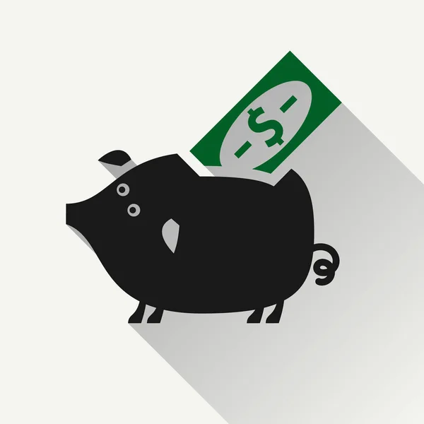 Piggy Bank Ikon Dengan Tanda Dolar Simbol Mata Uang Dibuat - Stok Vektor