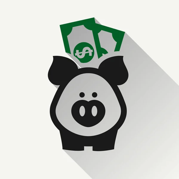 小猪银行 有美元符号货币符号的图标 用扁平的雪做 — 图库矢量图片
