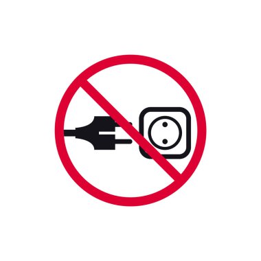 Kapatılması yasaklanmış işaret yok, yasaklı modern yuvarlak etiket, vektör illüstrasyonu.