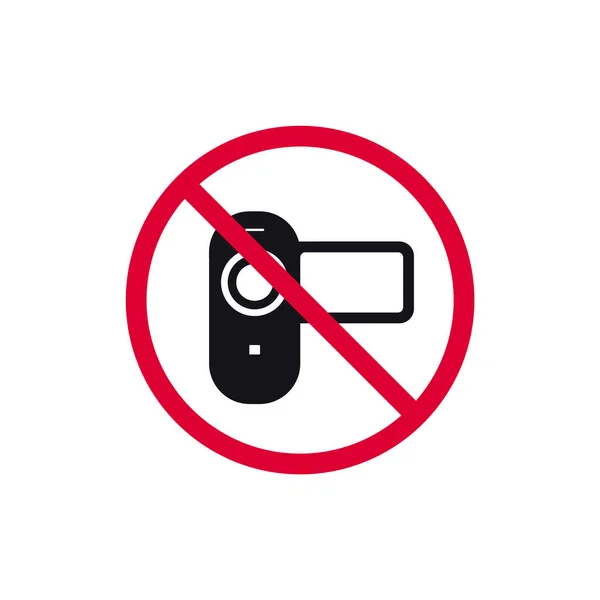Video Recording Prohibited Sign Forbidden Modern Sticker Vector Illustration — Stock Vector