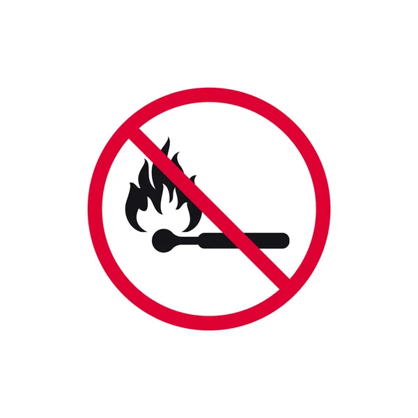 Fire Match Prohibited Sign Forbidden Modern Sticker Vector Illustration — Stock Vector