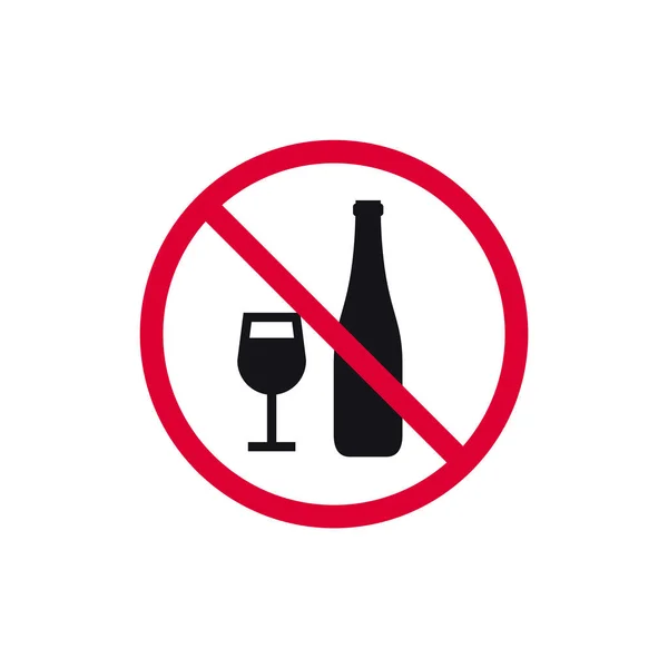 Kein Alkohol Verbotsschild Verbotene Moderne Runde Aufkleber Vektorillustration — Stockvektor