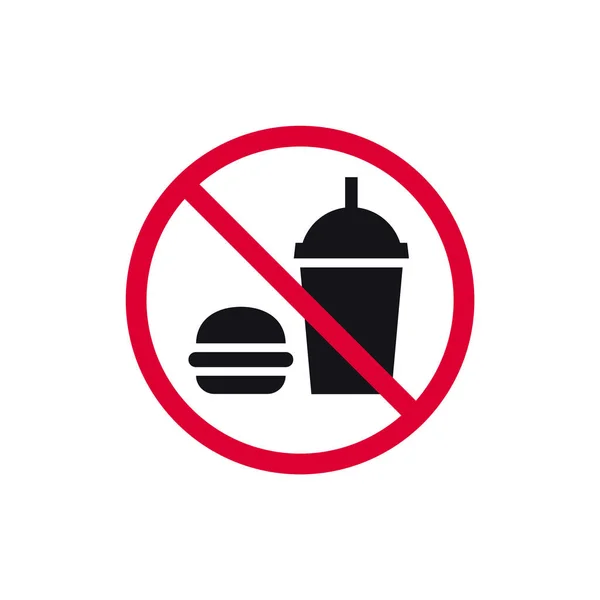 No food or drink prohibited sign, forbidden modern round sticker, vector illustration.