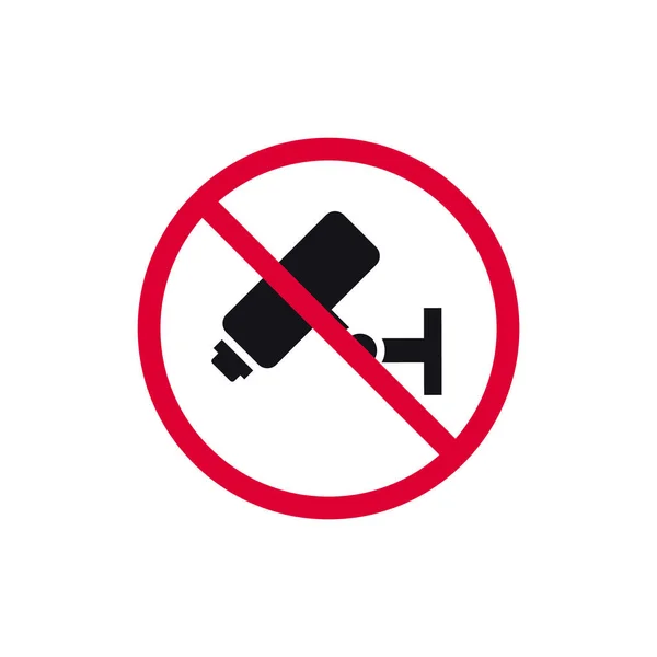 Nenhum Sinal Proibido Câmera Segurança Cctv Etiqueta Redonda Moderna Proibida — Vetor de Stock