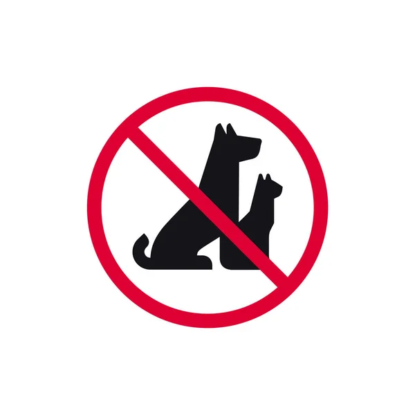 Nessun Segno Proibito Animale Domestico Adesivo Rotondo Moderno Proibito Illustrazione — Vettoriale Stock