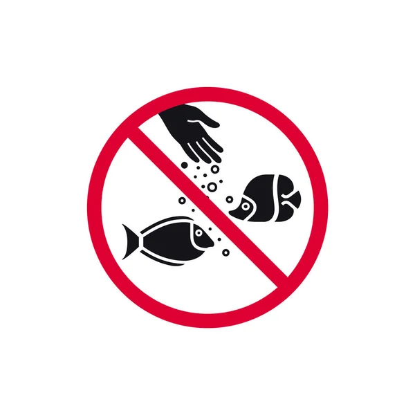 Nekrmit Ryby Zakázané Znamení Zakázané Moderní Kulaté Nálepky Vektorové Ilustrace — Stockový vektor