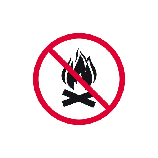 Hay Señal Campamento Prohibido Hay Fuego Prohibido Etiqueta Engomada Redonda — Vector de stock