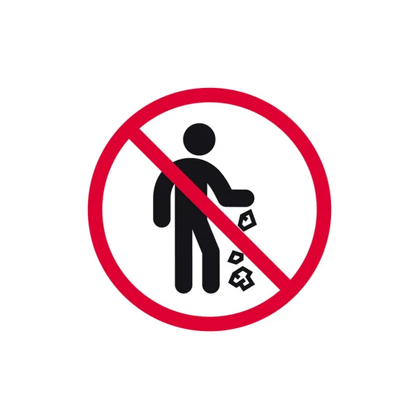 Littering Prohibited Sign Trash Forbidden Modern Sticker Vector Illustration — Stock Vector