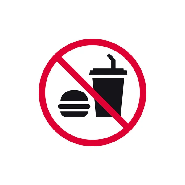 No food or drink prohibited sign, forbidden modern round sticker, vector illustration.