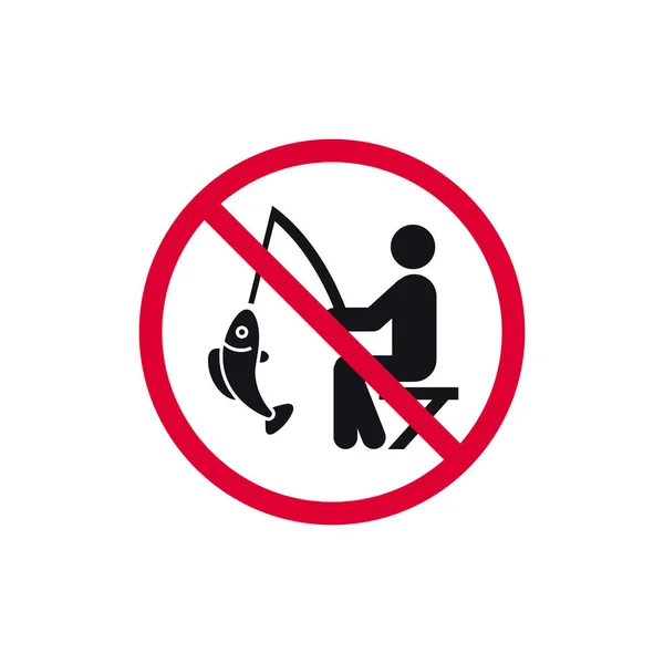 Fishing Prohibited Sign Forbidden Modern Sticker Vector Illustration — Stock Vector