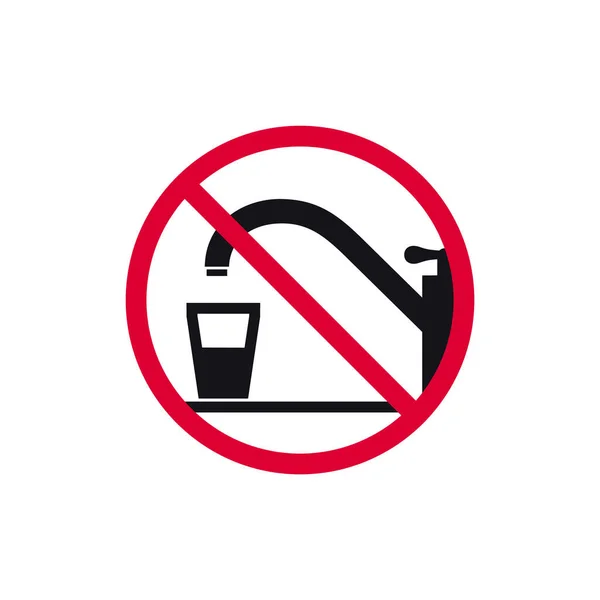 Питьевой Воды Запрещенный Знак Питьевой Запрещено Современный Круглый Стикер Векторные — стоковый вектор