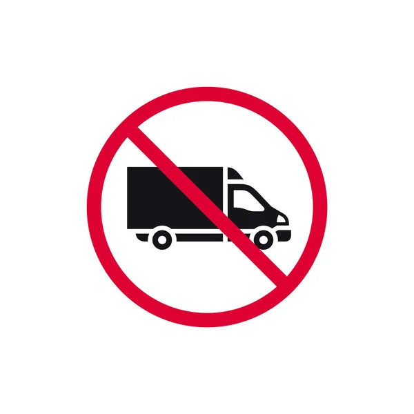 Hay Señal Prohibida Camión Etiqueta Engomada Redonda Moderna Prohibida Ilustración — Vector de stock