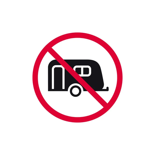 Camping Trailer Prohibited Sign Caravan Forbidden Modern Sticker Vector Illustration — Stock Vector