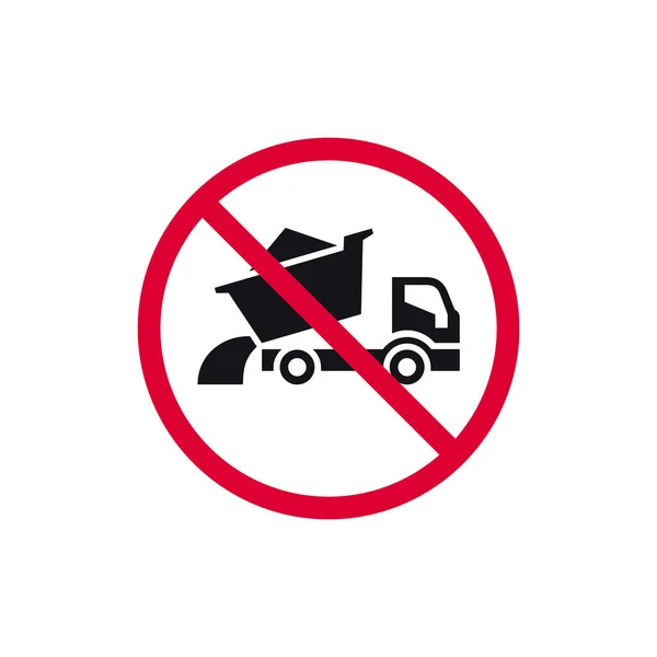 ダンピング貨物禁止サイン ダンプトラックは禁止現代ラウンドステッカー ベクトルイラスト — ストックベクタ