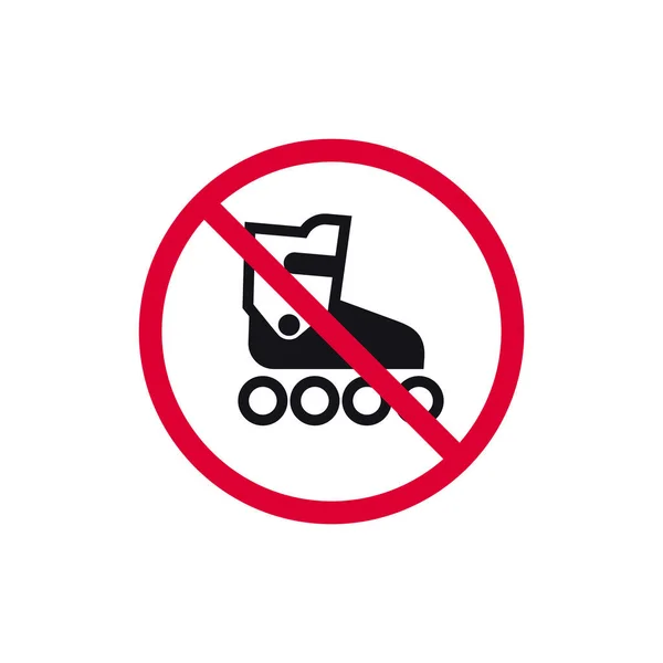 Roller Skating Prohibited Sign Inline Skates Forbidden Modern Sticker Vector — Stock Vector