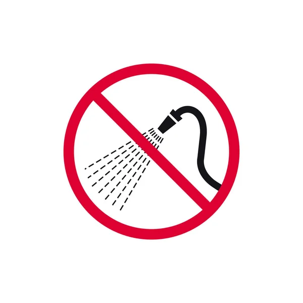 水でスプレーしないでください禁止サイン 禁止現代ラウンドステッカー ベクトルイラスト — ストックベクタ