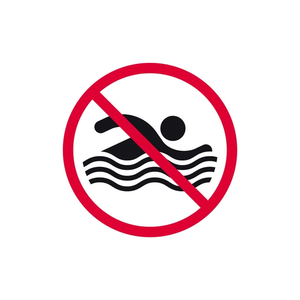 Ingen Simning Förbjuden Skylt Förbjuden Modern Runda Klistermärke Vektor Illustration — Stock vektor