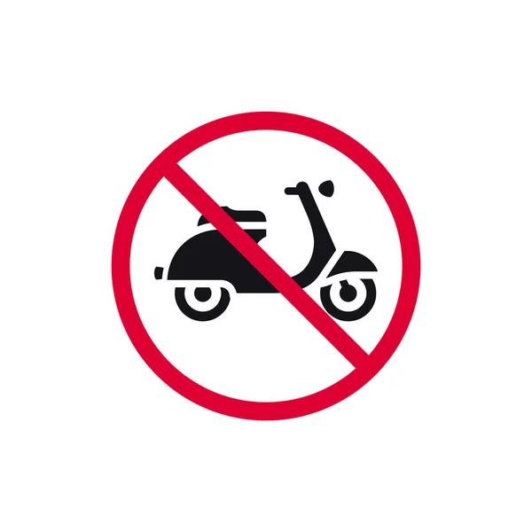 Geen Parkeerscooter Verboden Bord Retro Bromfiets Verboden Moderne Ronde Sticker — Stockvector