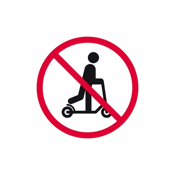 Kick Scooter Prohibited Sign Ride Forbidden Modern Sticker Vector Illustration — Stock Vector