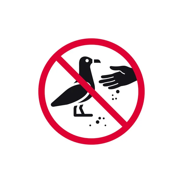 stock vector Do not feed birds prohibited sign, don't feed seagulls forbidden modern round sticker, vector illustration.