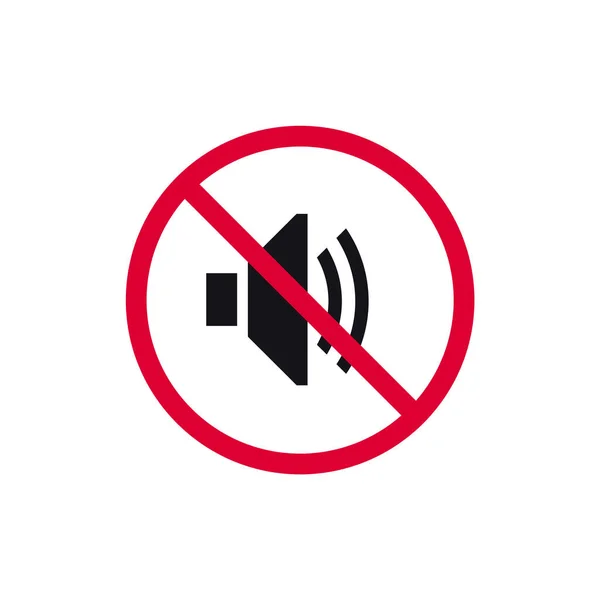 Ses Yasaklı Işareti Yok Ses Yasaklı Modern Yuvarlak Etiket Yok — Stok Vektör