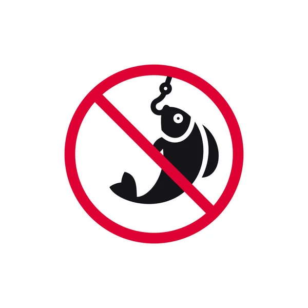 Hay Señal Pesca Prohibida Etiqueta Engomada Redonda Moderna Prohibida Ilustración — Archivo Imágenes Vectoriales