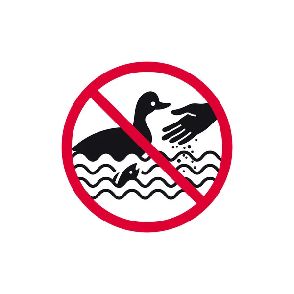 Voer Geen Vogels Vissen Verboden Teken Voer Niet Eenden Verboden — Stockvector