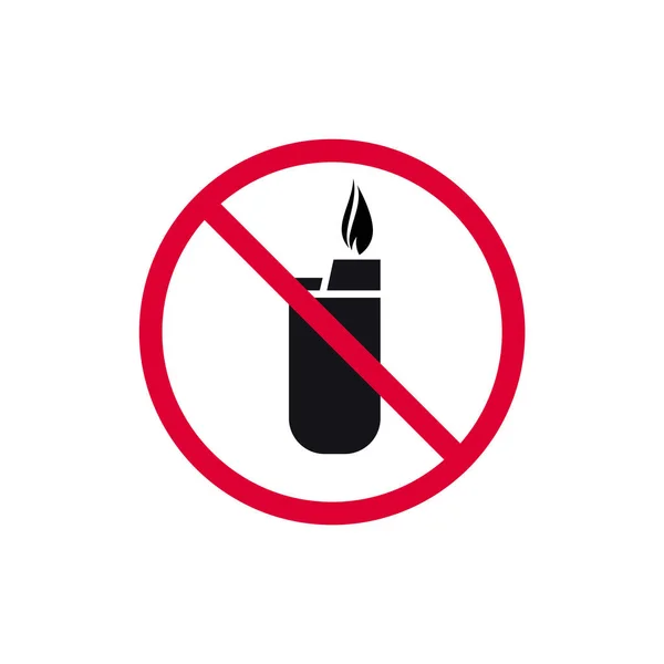 Зажигалка Допускается Запрещенный Знак Запрещена Современная Круглая Наклейка Векторная Иллюстрация — стоковый вектор