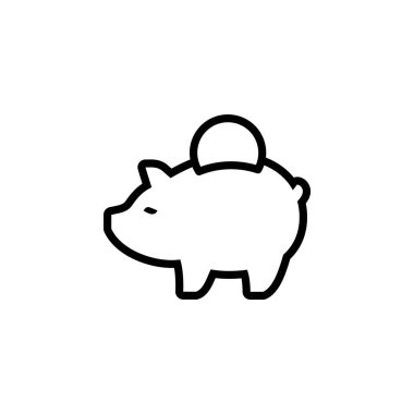 Bozuk para sembollü domuz kumbarası simgesi..