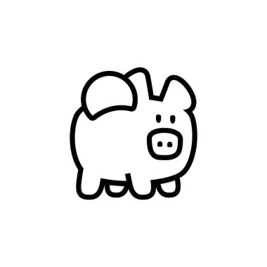 Bozuk para sembollü domuz kumbarası simgesi..