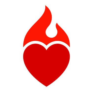 Ateş alevi, sıcak kalp sembolü, logo ve marka adı, vektör illüstrasyonu için kullanılabilir.