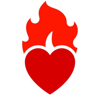 Ateş alevi, sıcak kalp sembolü, logo ve marka adı, vektör illüstrasyonu için kullanılabilir.