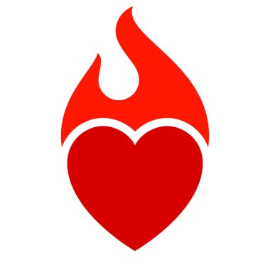 Ateş alevi, sıcak kalp sembolü, logo ve marka adı, vektör illüstrasyonu için kullanılabilir.
