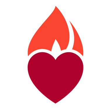 Ateş alevi, sıcak kalp sembolü, logo ve marka adı, vektör illüstrasyonu için kullanılabilir.